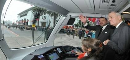 Inauguration par SM du Tram de Rabat